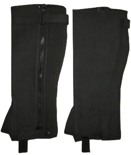Ryda Ladies Mens WIDE FITTING Horse Riding Chaps Gaiters Black or Brown Amara Leather (Black, Medium)