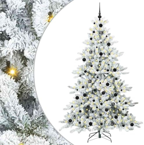 vidaXL Árbol de Navidad Artificial con Ramas articuladas 210 cm, Árbol de Navidad Moderno en Forma de Cono con Luces, decoración navideña Realista, Plegable y USB