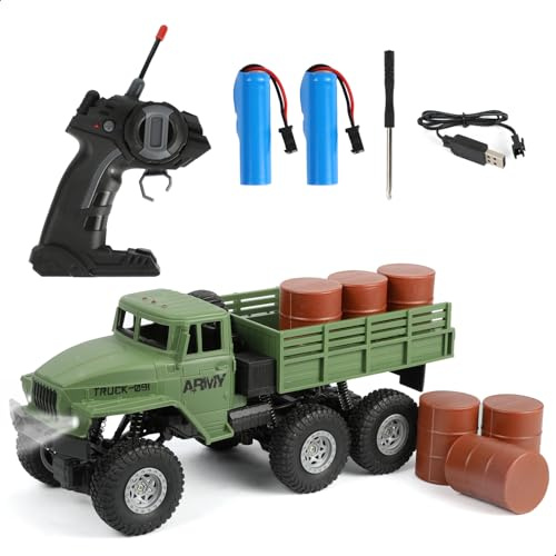 SEBUNAS 1:18 Military Truck Model, Transport Vehicle, Realistic Replica with Fuel Cans, Fine Details, Ideal for Collection and Display