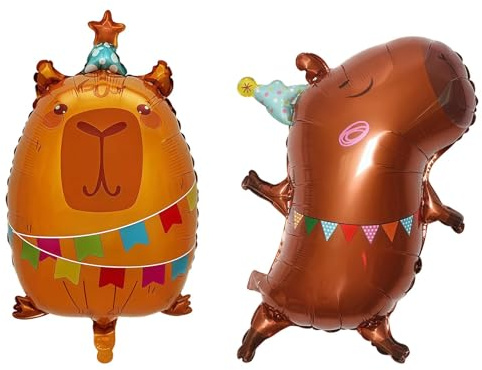 2Stk Capybara Geburtstag Deko Capybara Luftballon Folienballon Capybara Sachen Helium Ballon Geburtstag Deko Luftballon Kinderparty Partydeko Tiermotiv Ballon Geburtstagsballon Tier für Jungen Mädche