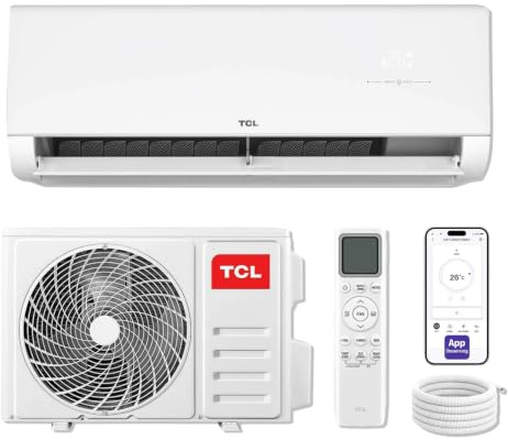 TCL VoxIn Split Klimaanlage 9000 BTU 2.7kW Set inkl 5m Leitungen Kühlen Heizen Entfeuchten Ventilieren Hands Free AI Voice Control Inverter Wärmepumpe A+++ WLAN App Steuerung