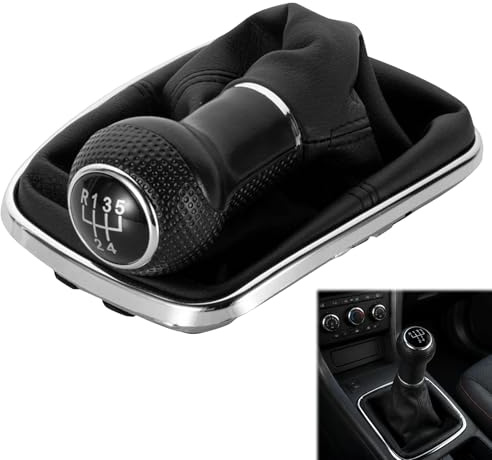 Schaltsack & Schaltknauf für VW Golf 4 IV & für Bor a, 5 Gang 23mm, 1999-2005 - 5 Gang Knauf mit Rahmen, Schaltsack Schaltmanschette Schwarz, Schaltmanschette Schalthebel Manschette für Schaltung