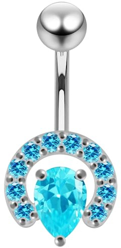 Monster Piercing Blue Crystal Stein Hufeisen Form Sterling Silber Bauch Lichtleisten Piercing
