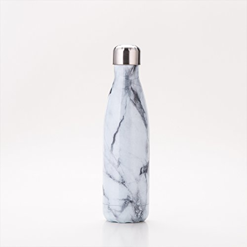 FunnyGuys Bouteille isotherme à double paroi en acier inoxydable - 500 ml - Personnalisable, Marbre blanc.