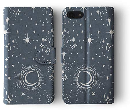 Compatible with iPhone 6 & 6s Tirita Flip Wallet Case Cover PU Leather Moon Stars Constellations Galaxy Space