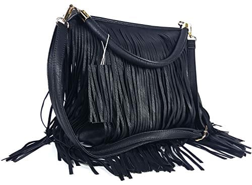 GFM® Kunstleder-Tasche mit weichen Fransen auf beiden Seiten, Schultertasche (Stil 3 - F1618-1898-KL)