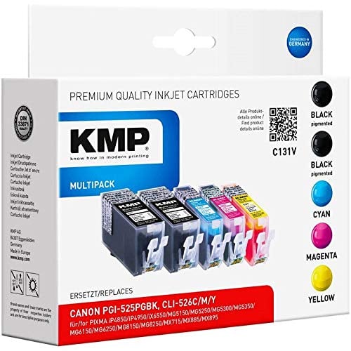 KMP Tinte ersetzt Canon PGI-525, CLI-526 Kompatibel Kombi-Pack Schwarz, Cyan, Magenta, Gelb C131V 1