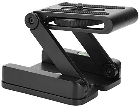 Z Flex Tilt Head, Aluminum Alloy Folding Z Shape Tilt Pan Head Quick Release Plate Bracket for DSLR Camera Camcorder Tripod Slider Rail