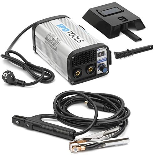 IPOTOOLS MMA-160R Elektroden Schweißgerät - IGBT Inverter Schweissgerät MMA/E-Hand mit 160 Amper/Digitale LCD Anzeige / 230V / Anti-Stick/Hot-Start/Arc-Force/Schutzschild / 7 Jahre Garantie