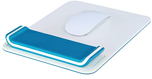 Leitz Ergo WOW Tapis de Souris avec Repose-Poignet Ajustable, Hauteur Réglable sur 2 Positions, Bleu/Blanc, 65170036