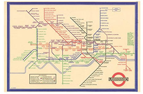 Spiffing Prints London Tube Map 1933 Giclée, mittelgroß, seidenmatt, ungerahmt