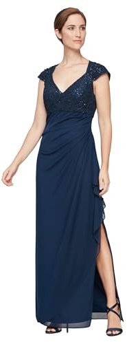 Alex Damen Long Sequin Dress with Flutter Sleeves Kleid fr besondere Anlsse