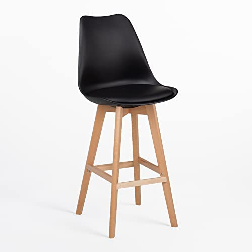 SKLUM Barhocker mit Kunstlederkissen Nordic Schwarz ↑76 cm