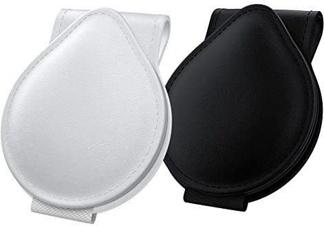 Rhino Valley Auto Sonnenbrillen Halter, 2 Stück Universal Auto Visier Brille Halterung Magnetische Adsorption Sonnenblende Aufhänger Leder Brillenhalter für Ticket Karten Brillen, Schwarz/Grau