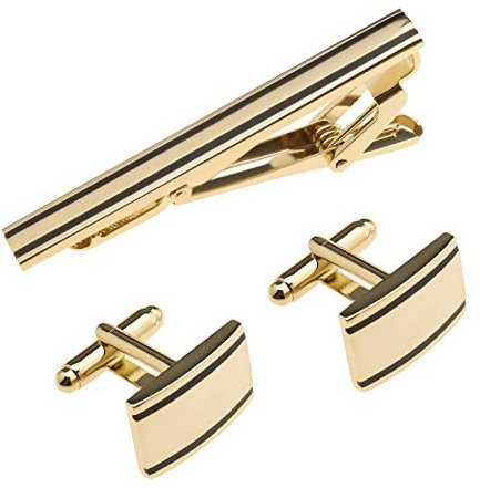 YINETTECH 3pcs Pinces à Cravate et Boutons de Manchette pour Homme Chemises d'affaires Cadeau pour Fête de Mariage Réunion d'affaires Fête des Pères Saint Valentin