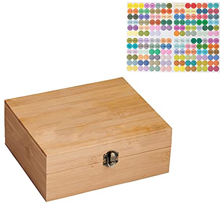 RoseFlower Bambus Ätherisches Öl Organisator Behälter Duftöle Display Ständer, 30 Löcher Aufbewahrungsboxen Raumdüftezubehör Koffer für Nagellack, Duftöle, Kosmetik, Duftöldiffusoren und Lippenstift