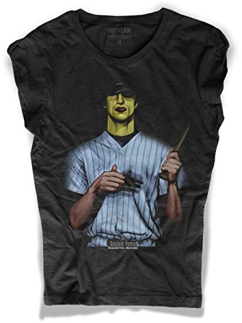 3styler T-Shirt für Damen, Schwarz, Baseball Furies – Krieger der Nacht, Linie Collection – Flamierte Baumwolle (Slub) 150 g/m², Schwarz , X-Large