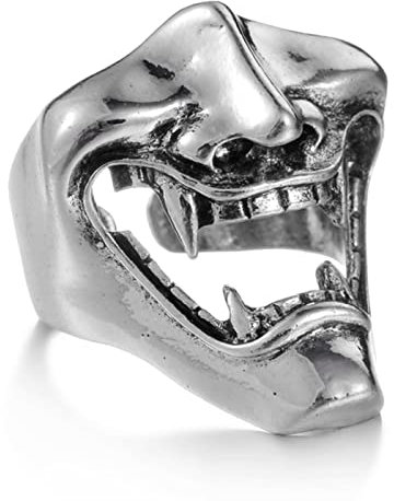 MAYIYAHO Vintage Punk Evil Face Opening Ring Männer Metal Biker Rock Rap Skelett Kopf Einstellbarer Ring Gothic Schmuck Party Geschenk