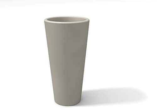 Kloris Topfhalter, rund, Modell: Gothic, 90 cm, glattes Polyethylen, grau, Taupe, Außendurchmesser: 45 cm, Höhe 90 cm, Tiefe 31 cm