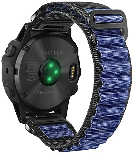 Cinturino in nylon compatibile con Garmin Fēnix/Forerunner, con chiusura a gancio a G per i modelli Approach/MARQ/Quatix