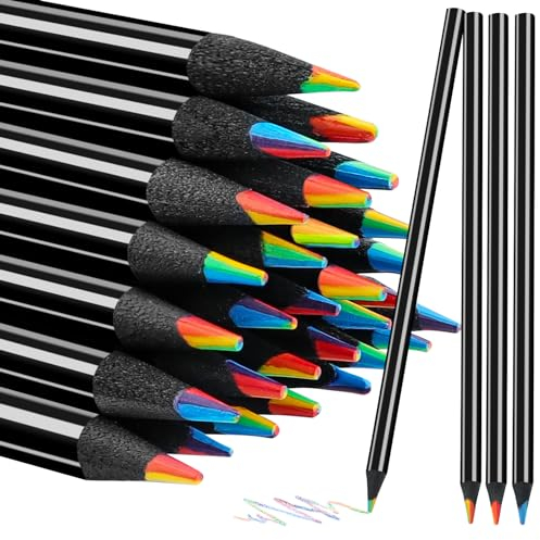 Gelanty 12PCS Rainbow Pencils, Colouring Pencils for Adults Children, Easter Gifts for Kids, Arts and Crafts for Kids, Multicoloured Pencil for Drawing, Party Bag, Sketching, Art Supplies