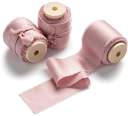 AOKSUNOVA Geschenkband Altrosa Band 3,8cm Stoff Schleifenband Hochzeit Stoffband Satinband Seidenband