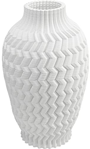 Kare Design Vase Akira Oval, weiß, Blumenvase, Dekorationsvase, Gefäß für Blumen, Tischvase, 35cm