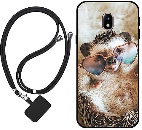 Sunrive Hülle Kompatibel mit Samsung Galaxy J3 2017 Case,matt Handyhülle Schutzhülle Etui TPU Backcover (Igel) +1x Universale Handykette
