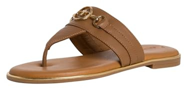 Tamaris Damen Mules Zehentrenner Leder Blockabsatz Sommer; COGNAC/braun; 37 EU