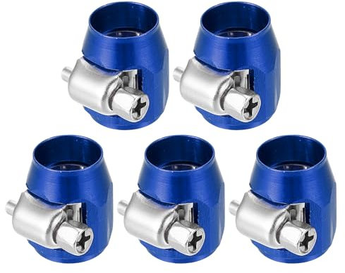 X AUTOHAUX 5 Pcs AN4 Hex Car Hose Finisher Flexible Pipe Clamp with Screw Blue