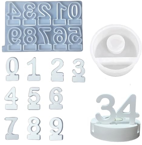 ALEFBET Silikonformen Gießformen, Silikonform Kerzenhalter, Silikon Gießform Kerzenhalter, Gipsformen zum Gießen (Zahlen 0-9)