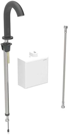 Miscelatore per lavabo Geberit Piave, sporgenza 167 mm, funzionamento a batteria, senza miscelatore, con cassetta di funzione da esterno, 116.163., Colorazione: nero opaco, con rivestimento facile da