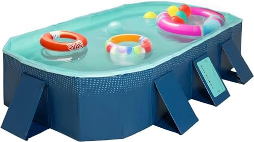 Everkeen Foldable Swimming Pool 8.5ft Paddling Pool for Adults, Non-Inflatable Outdoor Garden Sturdy Swimming Pools for Summer
