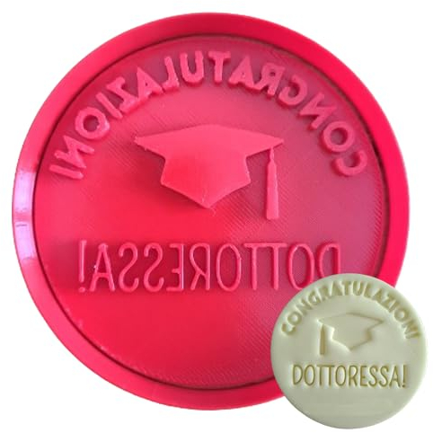 Tagliabiscotti.it - Festa di Laurea - Congratulazioni Dottoressa! - Cookies Cutter Formina per Biscotti e Cake Design - Diametro 7,5cm