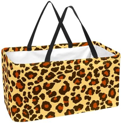 Einkaufskorb, Leopardenmuster, wiederverwendbar, Einkaufstasche, Wäschekorb, tragbar, Picknick, Einkaufstasche