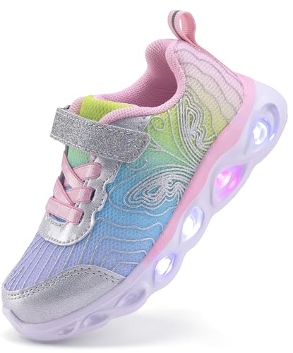SINOSKY - Toddler Girls LED Light Up Shoes, Dahlia, 18.0 cm