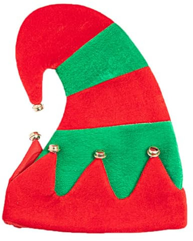 Ousidiman Fröhliche Elfenmütze mit Glocken, Unisex, Mütze, Slouch, Weihnachten, Kopfbedeckung, Baggy-Mütze, Slouch-Kappen, schelmische Elfen