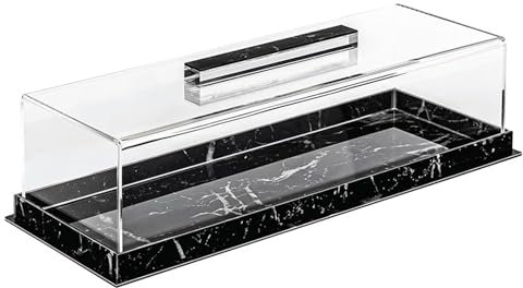 Rectangle Dessert Serving Tray with Clear Lid Acrylic Cake Display Box Cake Storage Tray for Professional and Home Use