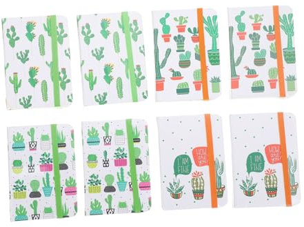 NUOBESTY 8pezzi Taccuino Tascabile Design Fumetti Motivo Cactus Piccolo Taccuino Diario Per Studenti