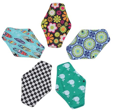 KOMBIUDA 5stücke Teiliges Wiederverwendbare Waschbare Damenbinden Aus Bambuskohle Mit Flügeln Und Pul-wasserschutz Geeignet Für Mittleren Menstruationsfluss Und Leichte Inkontinenz Umweltfr