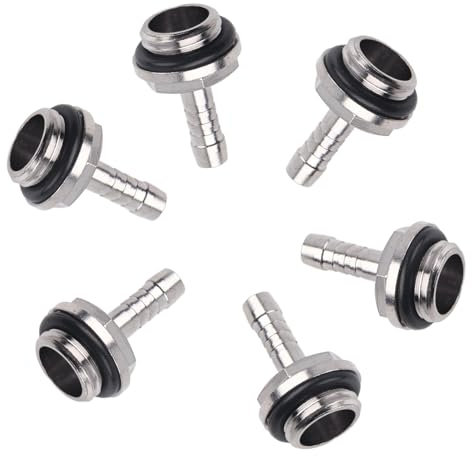 Adaptateur de Connecteur de Raccord de Tube Souple, Connecteur cannelé à Filetage G1/4 Pièces de PC de Refroidissement par Eau 6 Pièces Raccord à Deux Touches de Refroidissement