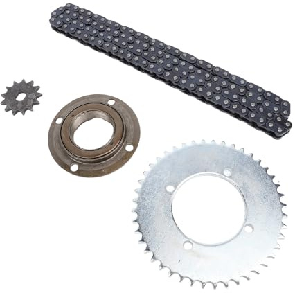 POENVFPO Kit Catena per Pignone Posteriore per Moto T8F con 120 Maglie, Pignone con Foro H 13T 10mm, Pignone a 4 Fori 44D e Ruota Libera Senza Denti