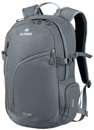 Alpinus Lecco Wanderrucksack 25L Stahlgrau - Trekkingrucksack für Damen und Herren - Leicht Atmungsaktiv Wanderrucksack Herren für Outdoor Camping Wandern, Rucksack für Trekking mit Laptopfach