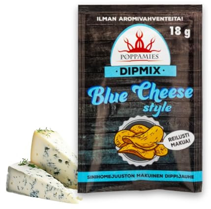 Poppamies Dipmix Blue Cheese Style – Vegan Blue Cheese Flavored Dip Powder for Wings, Veggies & Snacks – Gluten-Free, Lactose-Free – 18g