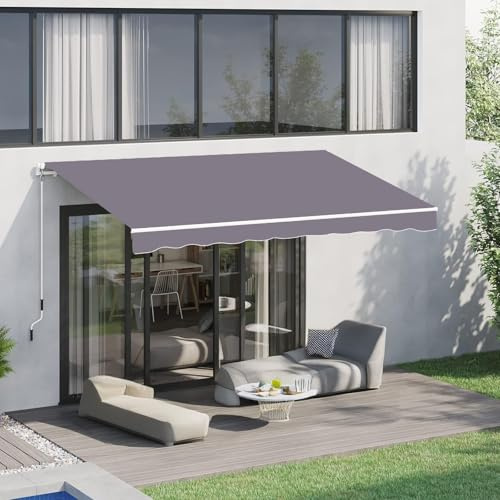 CTREVL Gelenkarmmarkise Markise mit Handkurbel, Balkon Markise Anti-UV und Wasserfest Winddicht Erfordert Montage inkl. Wandhalterung für Terrasse Balkon Garten Laden(Gray,2x1.5m)