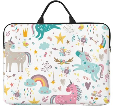 Unicorns Pink 14 Inches Laptop Sleeve Compatible Protective Case With Zipper Classic Portable Handle