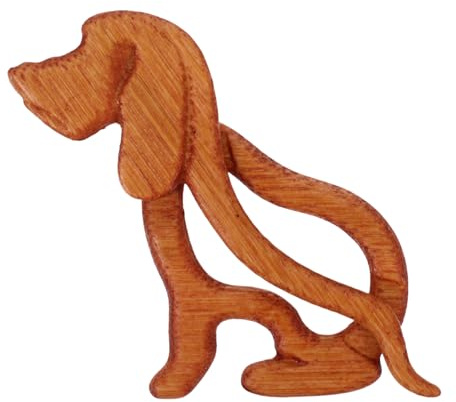 FOMIYES Handgefertigte Bambus Hund Brosche Holz Anstecker FüR Pullover Und Schals Sicherer Pin Damen Tierliebhaber Modisches KleidungszubehöR