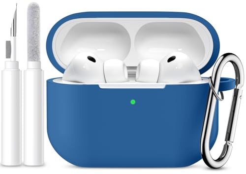 Mastten Kompatibel mit AirPods Pro 3 Hülle - Weiche Silikone Schutzhülle für Apple AirPods Pro 3 Case Hülle 2025 - Schockfeste Case mit Drahtloser Ladefunktion, Sichtbarer Front-LED, Blau