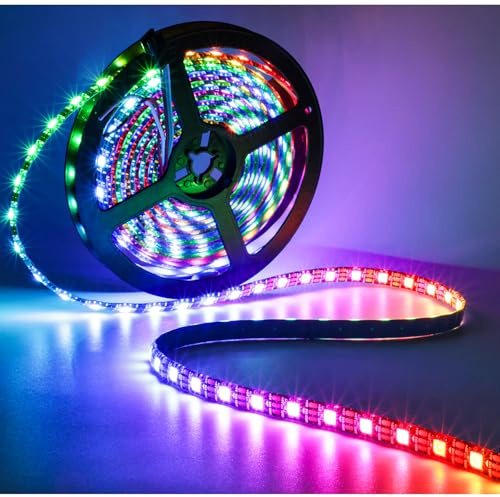 Tyun 5V WS2812B LED Streifen Lichts, 5 Meter RGB Pixel Strip Flexible 300 LEDs IP65 Wasserdicht Vollfarbiger Individuell Adressierbarer Smart Lichtleiste für Werbung Dekoration DIY Projekte