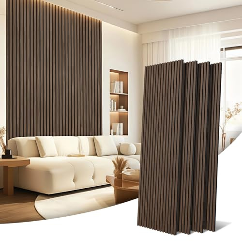AKK-STAR Akustikpaneele Holz - 5,76 m² (4 Stück 240x60cm) | Schalldämmung, Akustikverbesserung für Studios, Büros, Heimkinos | Holz Wandpaneele & Wanddekoration (Schwarznuss 11#)